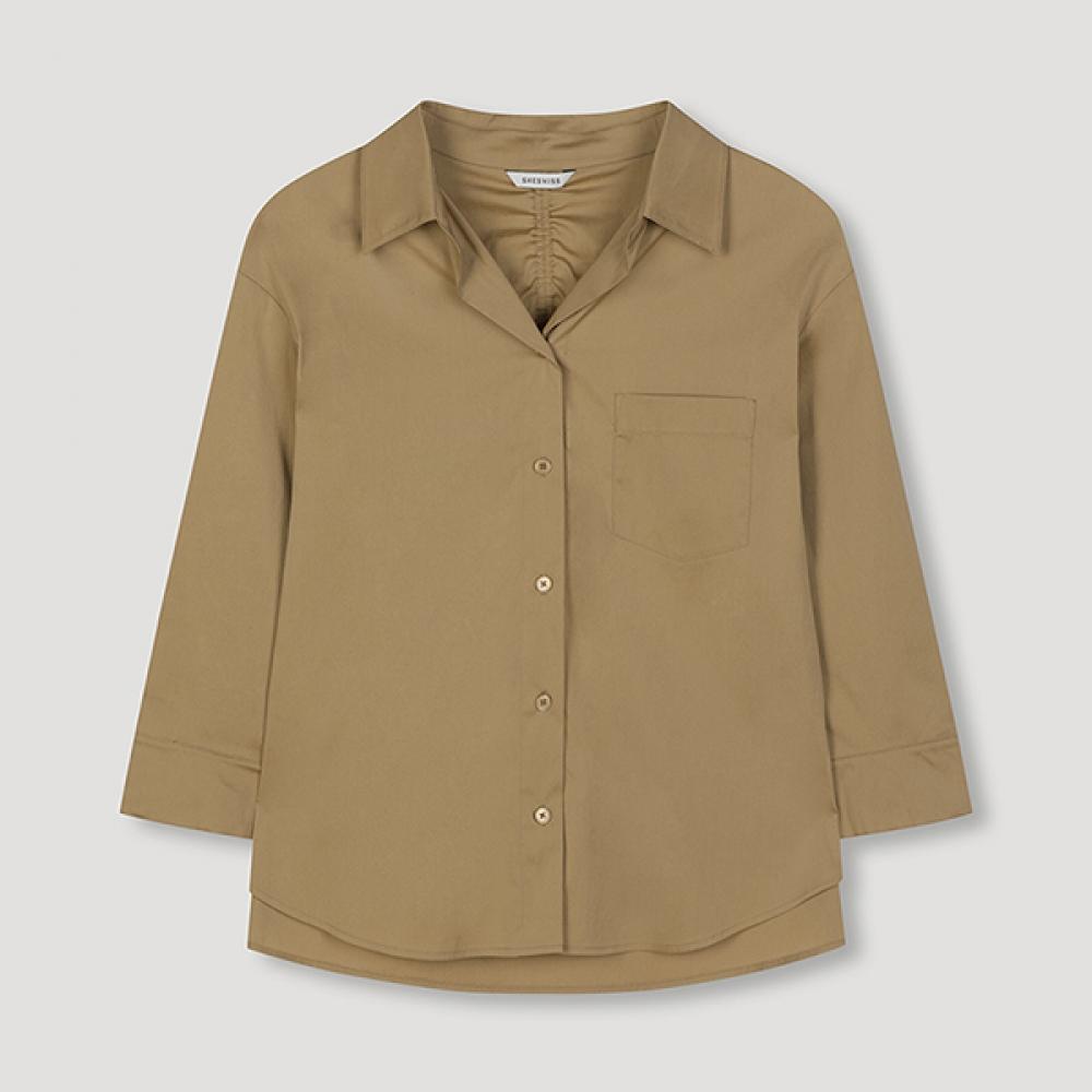 

She S miSS Back Shirring Open Collar Shirt SwwStn31050 Ca Camel/55