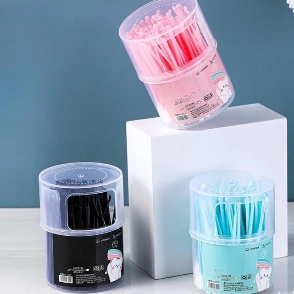 100Pcs Dual-Head 2-In-1 Cotton Swabs Ear Cleaning Make Up Remover Pads Soft Bristle Ear Scoops for Safe Ear Care Gifts