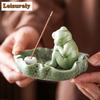 Lotusblatt Frosch Räucherhalter Zen Zen Garten Räucherstövchen Aromatherapie Duftverteiler Räucherkessel Buddhismus Zubehör Handwerk