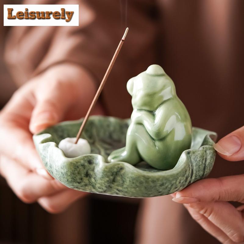 Lotusblatt Frosch Räucherhalter Zen Zen Garten Räucherstövchen Aromatherapie Duftverteiler Räucherkessel Buddhismus Zubehör Handwerk
