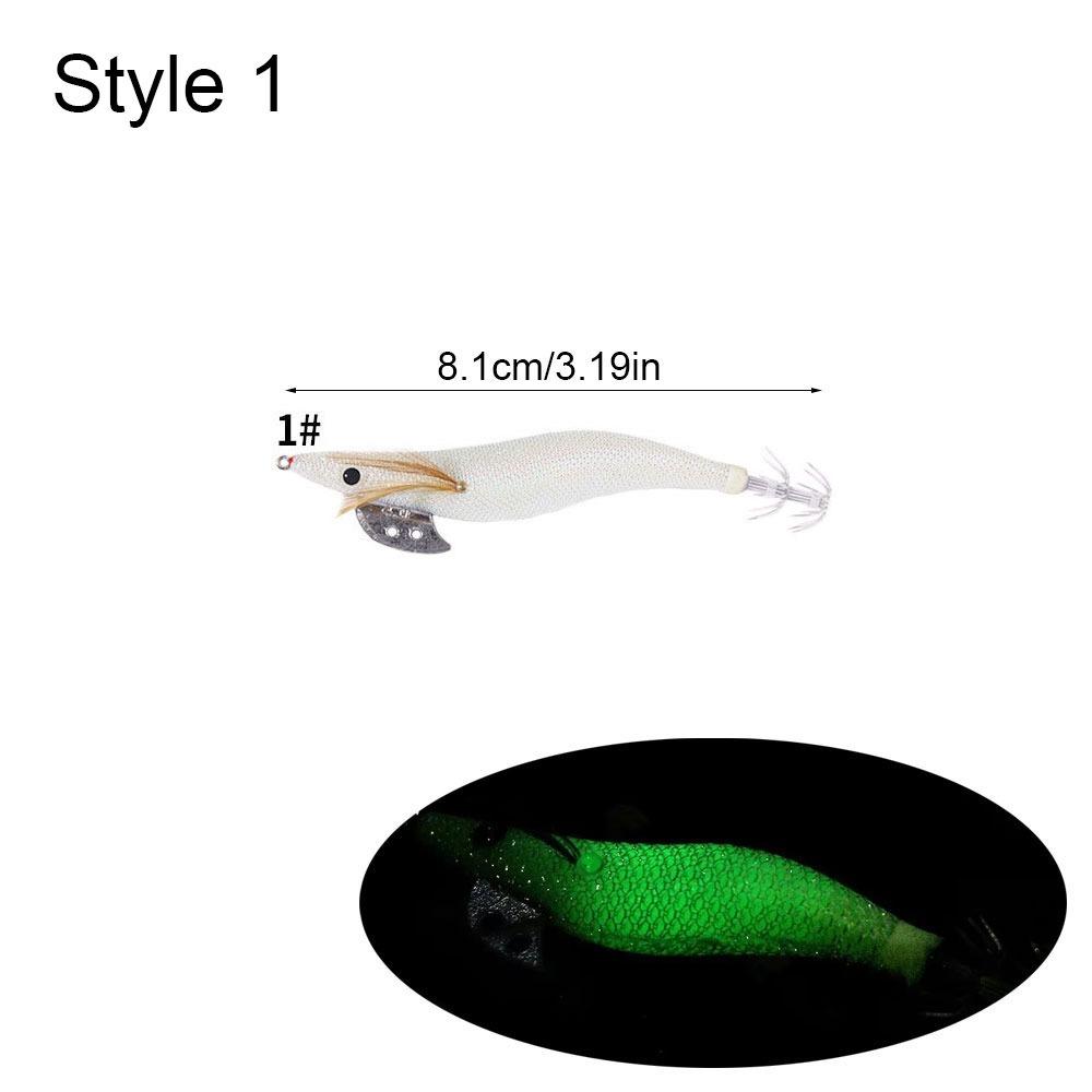 

1Pcs Luminous Squid Jig Strong Glowing Squid Cuttlefish Spinnerbait Durable Fishing Bait Style 1
