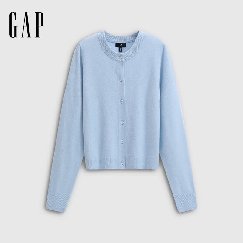Gap Women's 2025 Fall Embroidered Logo Fitted Round Neck Soft Knit Cardigan