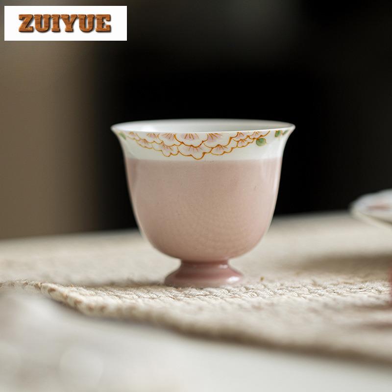 60ml Hand-painted Lace Jade Mud Teacup Elegant Tea Bowl Single Cups Tea-tasting Personal Cup Jianzhan Master Cups Drinkware Gift