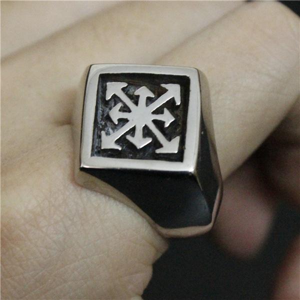 Drop Ship Size 7-13 Polishing Cool Cross Arrow Ring 316L Stainless Steel Man Boy Popular New Design Biker Ring