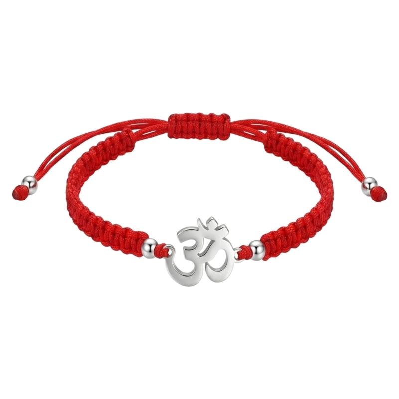 Symbool Hanger Verstelbare Gevlochten Armband, Schuifknoop Polsketting voor Casual Dagelijkse Styling met Stalen Detail