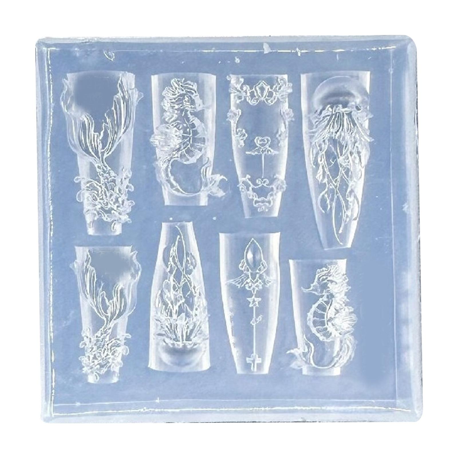 

Многоразовые силиконовые формы для ногтей с цветочным дизайном и бантиком для DIY украшений для ногтей и аксессуаров для рукоделия 10