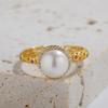 Anello con Pietra Preziosa di Perla d'Acqua Dolce Naturale in Argento Sterling S925 Design di Nicchia Anello Aperto per Dito Indice Premium di Lusso Leggero da Donna