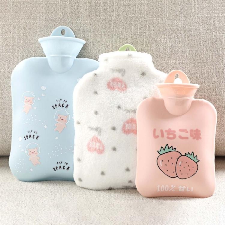 Borsa dell'acqua calda con impacco caldo, borsa per iniezione d'acqua carina a cartoni animati con copertura in peluche, borsa dell'acqua calda, regalo invernale per studenti