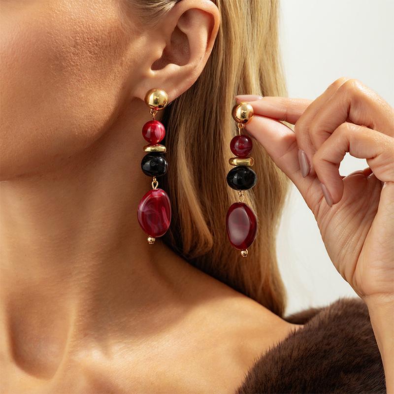 Vintage Harz Acryl Geometrische Hängeohrringe für Damen Bohemian Runde Tropfenförmige Ohrringe Schmuckzubehör
