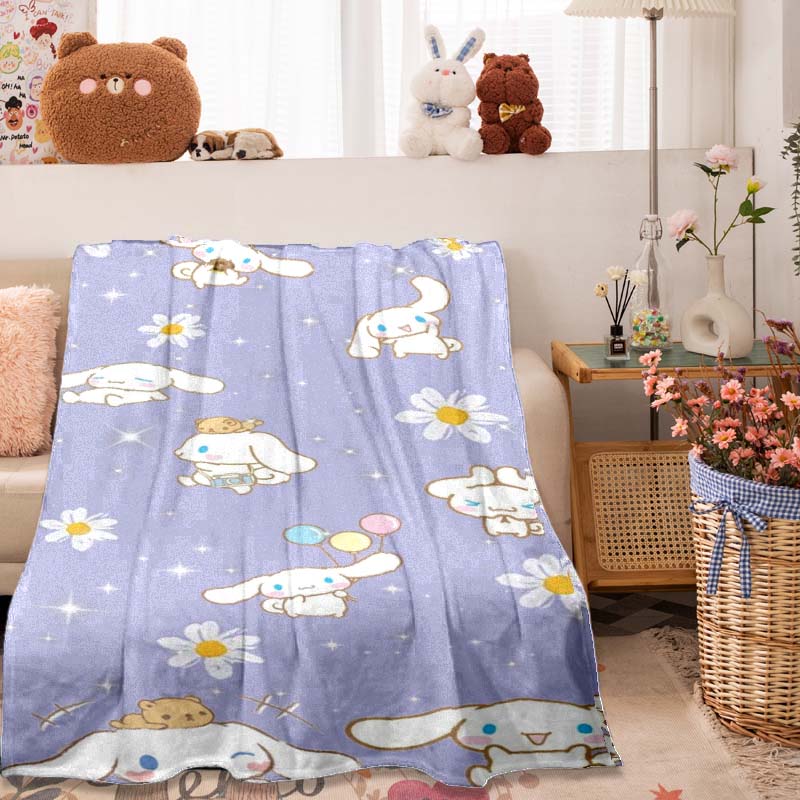 This 3D Adorable My Melody and Cinnamoroll Cartoon Flannel Blanket Is Comfortable and Soft, Suitable for Use In Bedrooms, Beds,
