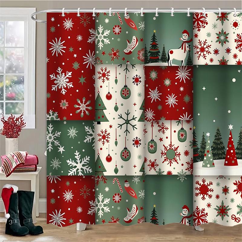 

Рождественский фестиваль узор Декорации Душевая занавеска для ванной комнаты С 12 крючками Декор и аксессуары для ванной комнаты 180x180cm curtain красный