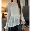 Autumn New Design Irregular Waist T-shirt Niche Elegant Ribbon Top for Women