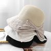 French Bow Hand-woven Straw Hat Women's Summer Outdoor Sun Protection Sun Hat Splicing Versatile Face Small Sun Hat