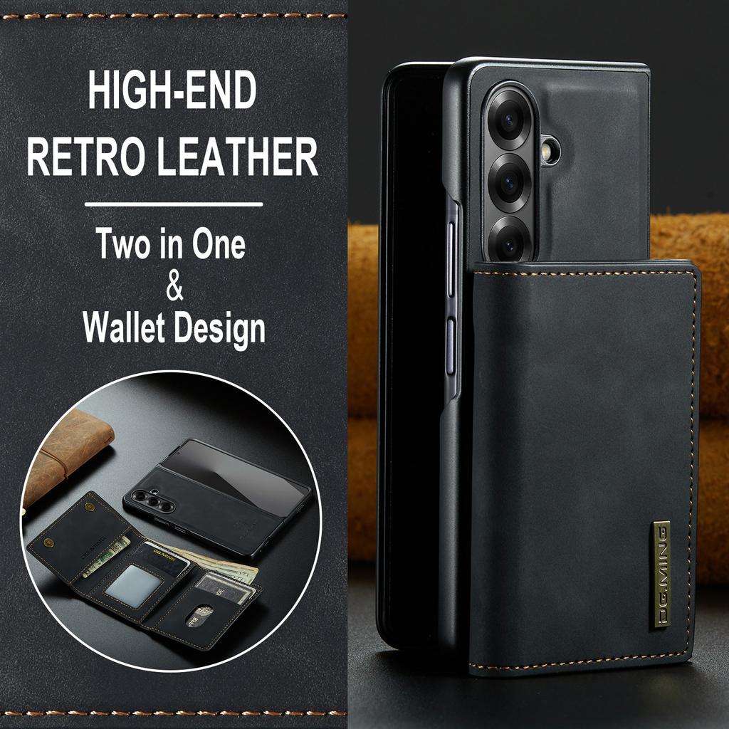 DG.MING M1 Serie für Samsung Galaxy Z Fold7 5G Handyhülle PU + TPU + PC Rückabdeckung mit magnetischem Tri-Fold Wallet Ständer
