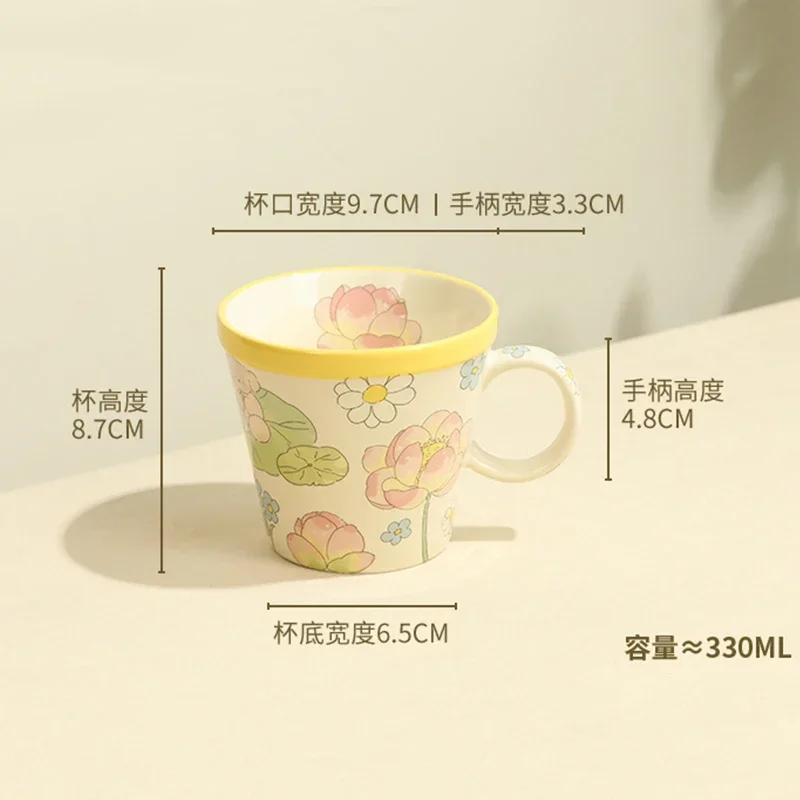 Creative Exquisite Flowers Mugs Light Luxury Restaurants Afternoon Tea Ceramic Coffee Cups Casual Office Cute Water Cup Gifts