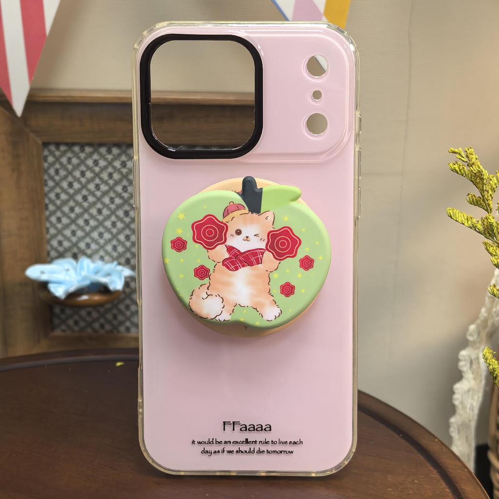 Cartoon Heart Girl Phone Holder – Magnetic, Retractable Airbag Stand with Finger Ring
