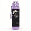 PC Dark Band Black White Portrait Print 750ml colorful plastic sports water bottle leakproof pop up lid with straw for outdoor work home use