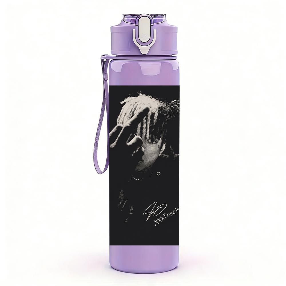 PC Dark Band Black White Portrait Print 750ml colorful plastic sports water bottle leakproof pop up lid with straw for outdoor work home use