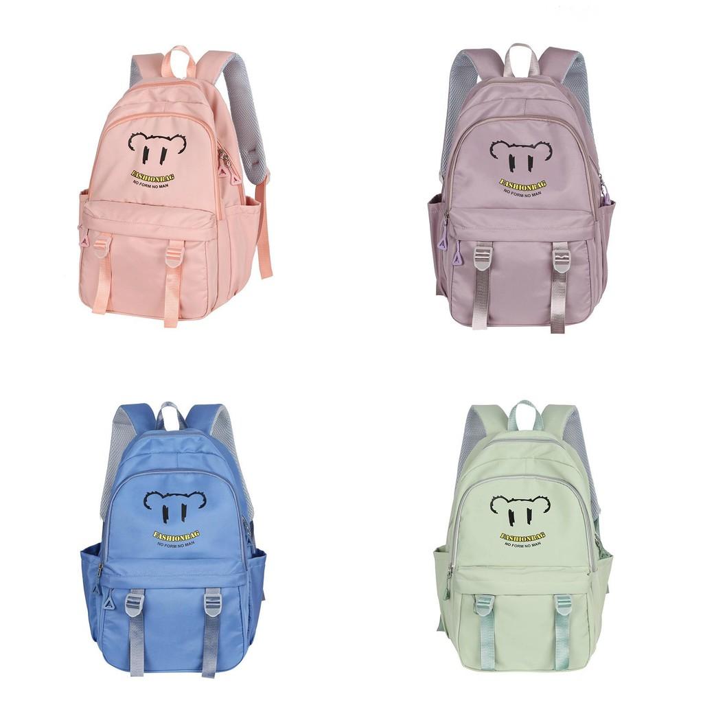 Bear Print Oxford Schoolbag Backpack With Breathable Design 16in Laptop For Teen