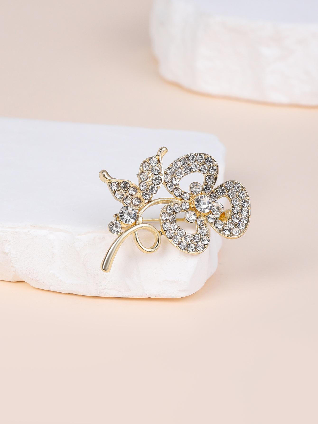 

Корейская брошь с цветочным узором и стразами - Универсальная сплавная булавка для женской моды