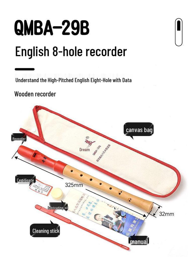 Chimei Eight-Hole Wooden Recorder, German Style, English Style, Student Practice Flute, Beginner Wind Instrument