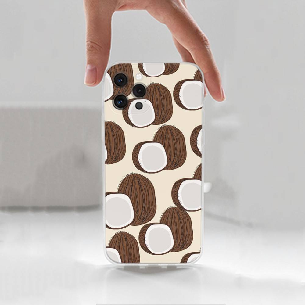 Coconut For iPhone Max,14,SE,12,15,Pro,17,Plus,11,XS,Mini,16,X,13,XR,Transparent Soft Cover Case