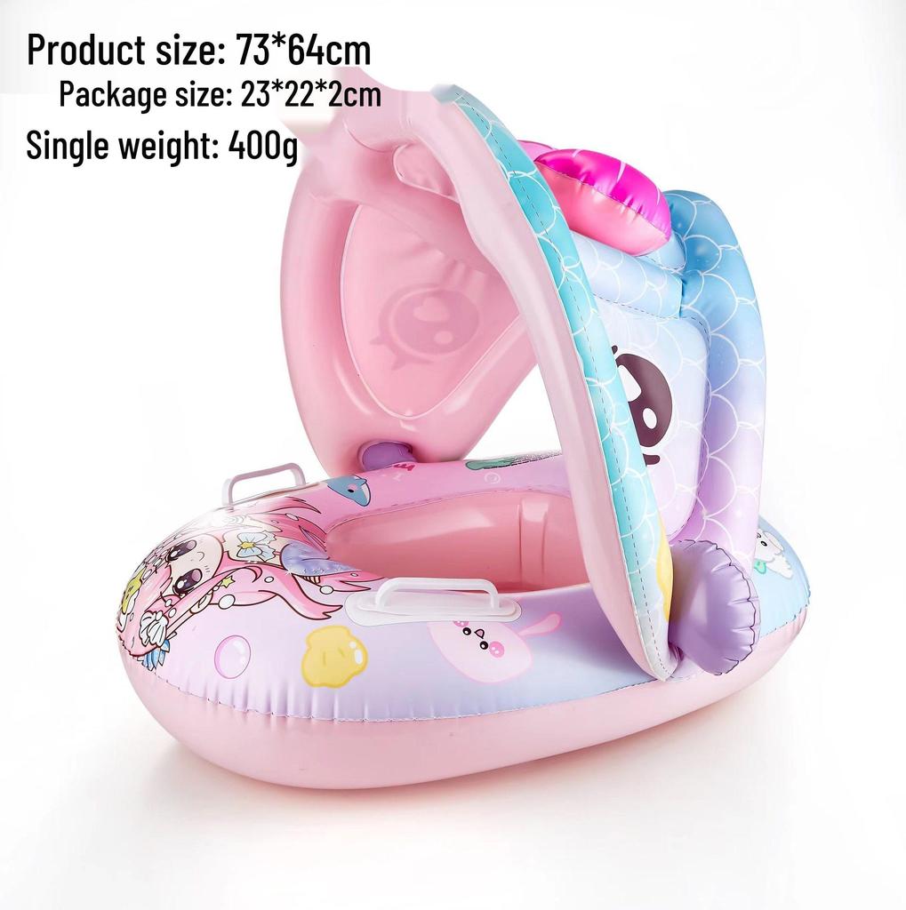 Large Toddler Boat-Themed Swimming Ring with Canopy & Steering Wheel