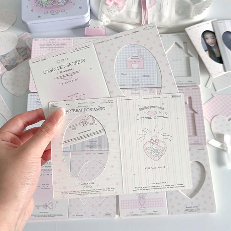 10Pcs/Pack Hollow Window Folding Back Card Kpop 3 Inch Photocard Holder Diy Small Card Decorative Packaging Material