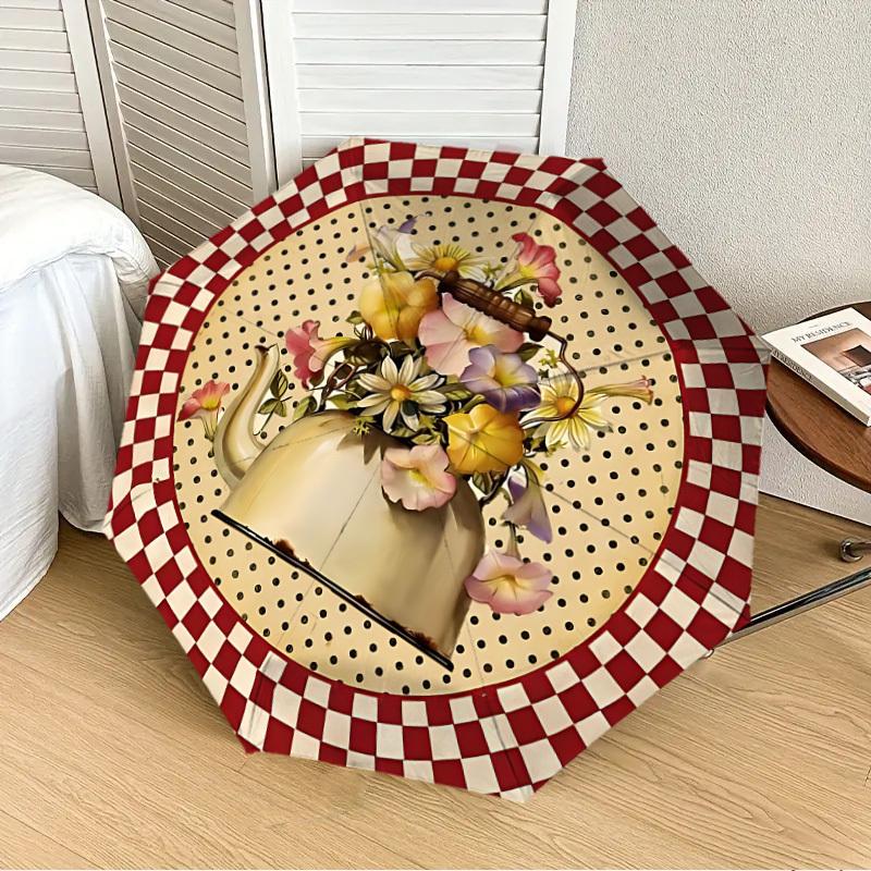 

1PC Vintage Floral Arrangement Automatic 8-Bone Folding Umbrella - Durable Polyester & Iron Frame,Userfriendly Operation y250929196