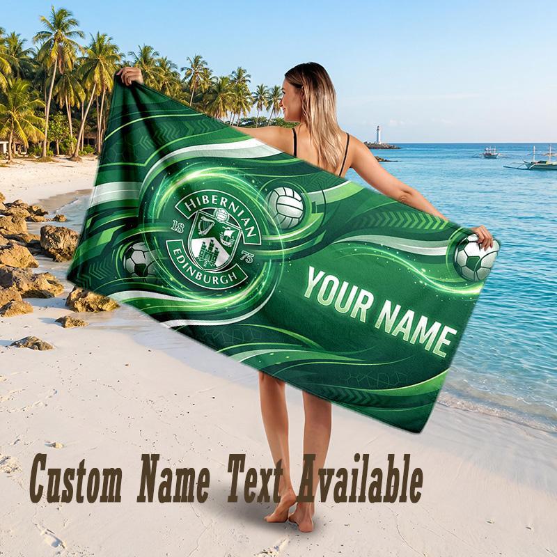 Σχέδιο Hibernian FC Πετσέτα Παραλίας Προσαρμοσμένο Κείμενο Μεγάλη Πετσέτα για Παραλιακές Διακοπές