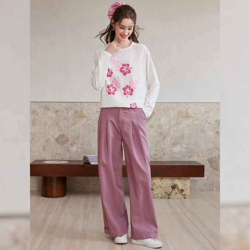 Bailuyu 2026 S/S Relaxed Fit Floral Print Long Sleeve T-Shirt