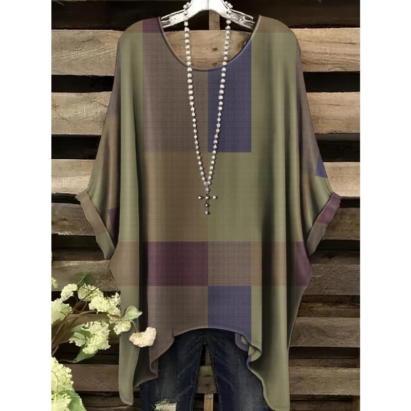 Women's T-Shirt Elegant Bohemian Vacation Colorful Rendering Graphic Print Fashion Versatile Round Neck Women's Summer Clothes