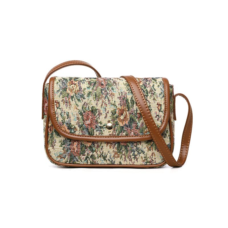 Yogodlns Hochwertige Damen Umhängetaschen Neue Retro Blumen Messenger Bags Damen Ein-Schulter Kleine Quadratische Taschen