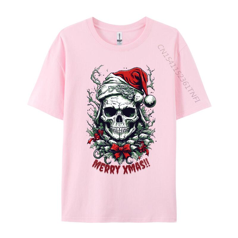 Cool Skull Weihnachten Für die Feiertage T-Shirt Herren Weiches Baumwoll-T-Shirt Ästhetische Camisas Herren T-Shirt Camisas