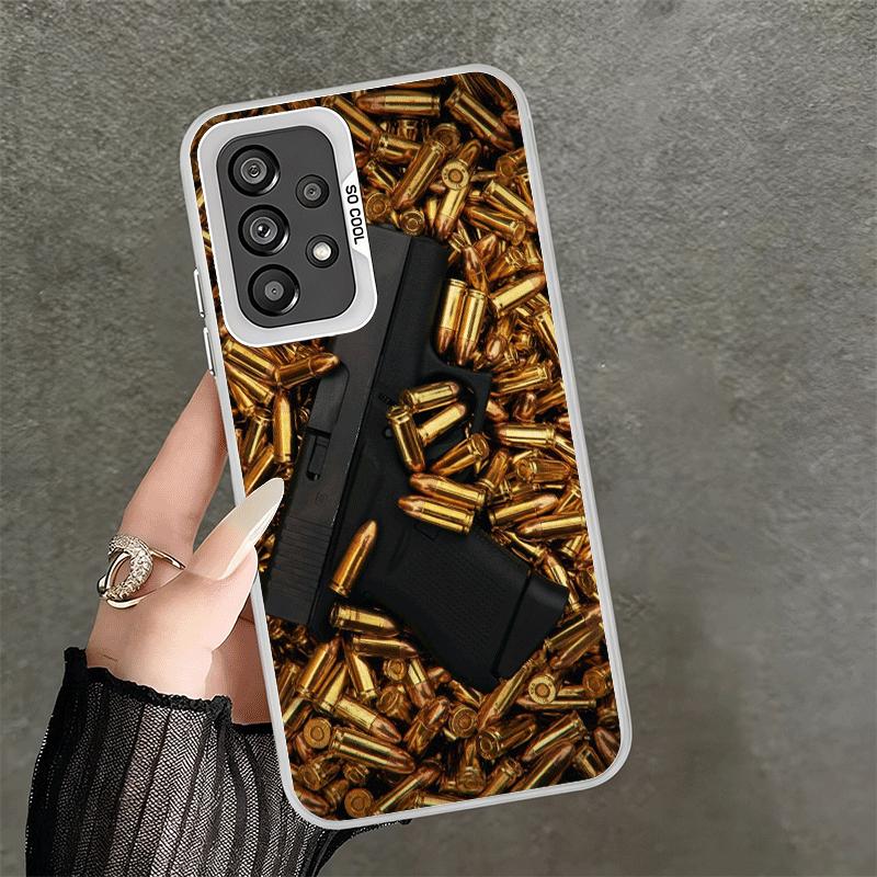 Goldene Waffenkugeln AK47 Pistole Weiche Handyhülle für Samsung A17 A16 A15 A14 A13 A57 A56 A55 A54 A53 A37 A36 A35 A34 A33 A26 A25 A2