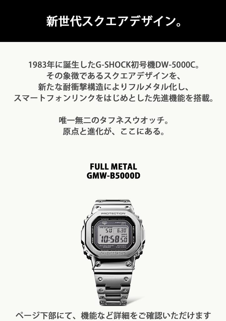 Stříbrné hodinky Casio s plně kovovým pouzdrem a solárním napájením G-Shock GMW-B5000D-1JF Pánské Bluetooth, Design, Rádiově řízené