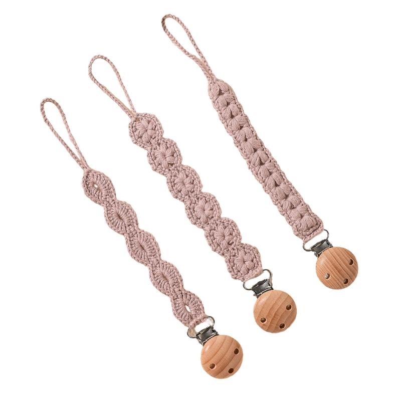 3pcs Newborns Dummy Chain Baby Soother Chain Pacifier Holder Woven Dummy Clip Toddlers Infant Pacifier Strap Baby Supply
