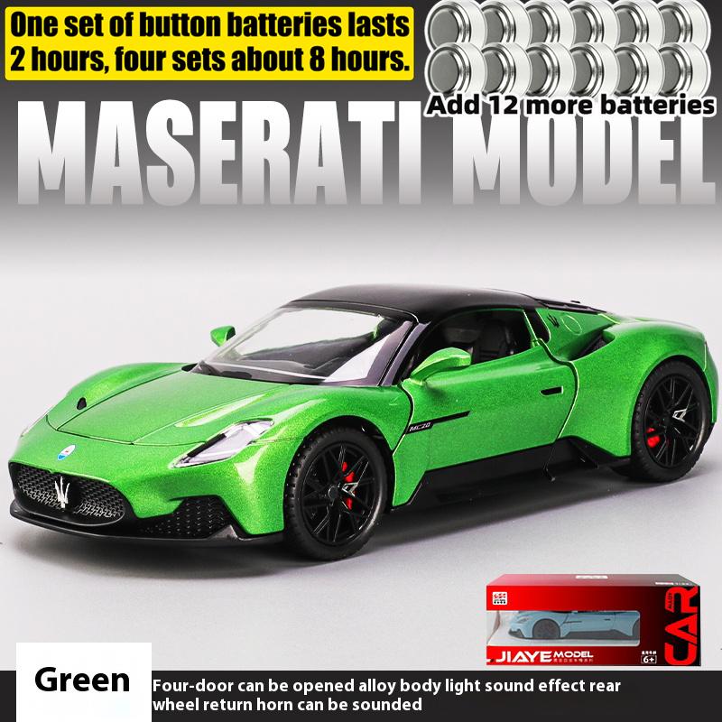 Simulation 1:22 Maserati MC20 Super Car Alloy Deicast Metal Model Sound & Light Desktop Collection Decorative Gift Boys Display