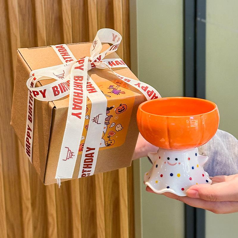 

Подарок на день рождения кружка керамическая с привидением и тыквой десертная чашка для мороженого подарок на Хэллоуин подарочная коробка высокой ценности 301-400ml
