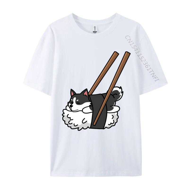Comics Tees Cotton Men T Shirts Funny Sushi Siberian Husky Tshirt Vintage Tshirt Fashion T Shirt Men