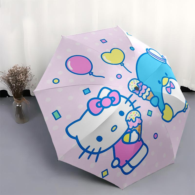 1pc Hello Kitty Ice Cream Party Umbrella with Plastic Handle,Suitable for All Seasons Home Travel Outdoor UmbrellaSanlio707