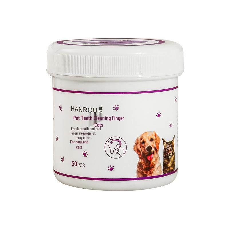Pet Dental Finger Sleeves: Dog & Cat Toothbrush Wipes for Fresh Breath and Oral Cleaning.