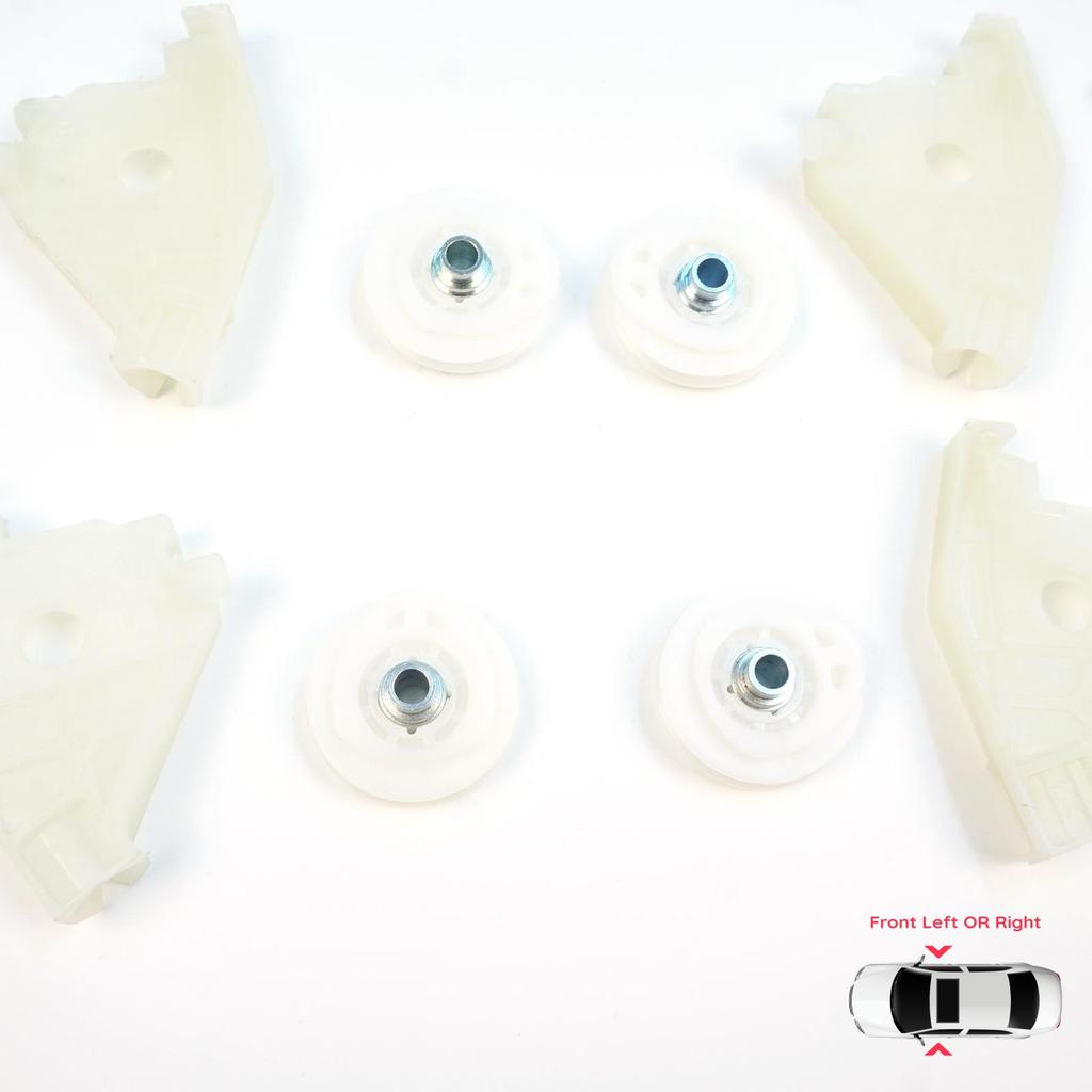 EWR1056+EWR1057 Front Window Regulator Repair Left and Right Corner Pulley Wheel Clips Pin Set for  A4 S4 B6 B7 8E B8 8K Seat Exeo 3R 4/5 Door