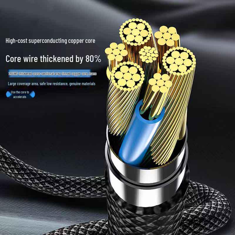 Ultra-Long 60W Type-C Fast Charging Data Cable with Pure Copper Core and Digital Display