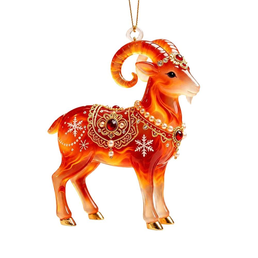 2D Flat Goat Pendant Shining Animal Hanging Decoration Zodiac Goat Souvenir  Shop Window Display