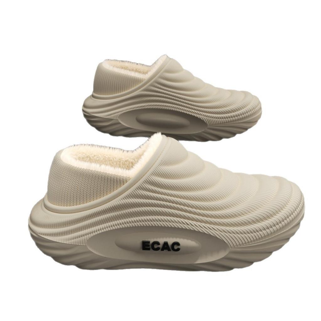 Wasserdichte EVA-Tasche mit Baumwollpantoffeln für Herren im Herbst und Winter, Rutschfeste Dicksohlige Haus- und Innenschuhe mit Plüsch-Baumwollschuhen