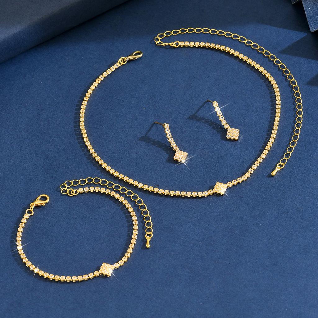 Brautschmuckset Hochzeitsbankett Kleid Accessoires Ohrringe Armband Halskette Damen Dreiteiliges Set