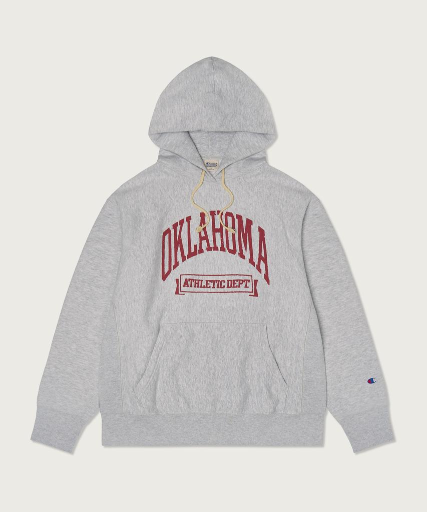 Reverse Weave Loose Fit College Hoodie Light Grey