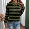 Sweaters For Women  R-neck Striped Cute Color Block Fall Winter Knitted Pullover Tops