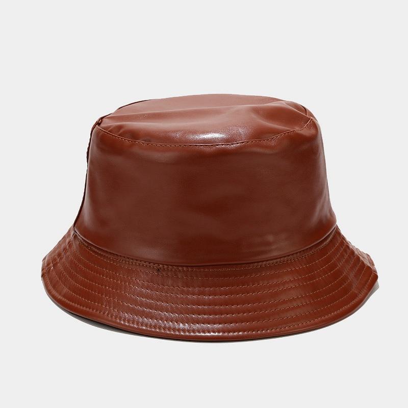 Retro leather double-sided bucket hat men's and women's outdoor versatile sun hat four seasons can wear basin hat